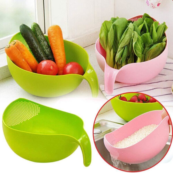 Rice Bowl Thick Drain Basket with Handle